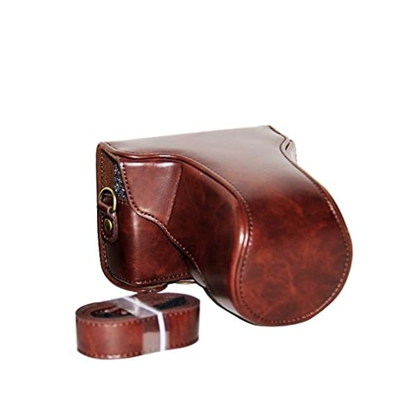 First2savvv Dunkelbraun Premium Qualität Ganzkörper- präzise Passform PU-Leder Kameratasche Fall Tasche Cover für Canon… – Bild 7