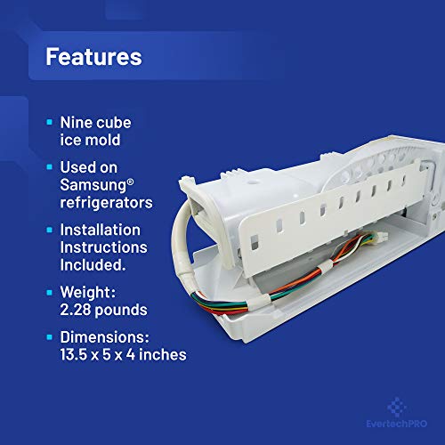 EvertechPRO DA9707365G Ice Maker Assembly Replacement for Samsung