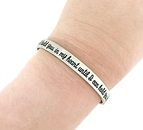 I Will Hold You In My Heart Until I Can Hold you In Heaven Cuff Bracelet - Thick Pewter Cuff Bracelet - Hand Stamped Jewelry - Personalized Engraved Jewelry