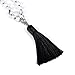 CAT EYE JEWELS 8mm Mala Beads Necklace Yoga Meditation 108 Hand Knotted White Howlite Japa Mala Buddhist Prayer Beads Tassel Necklace Healing Lava Rock Beads Diffuser Bracelet