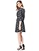Allegra K Women's Bird Prints Contrast Belt Above Knee A Line Dress L Blue
