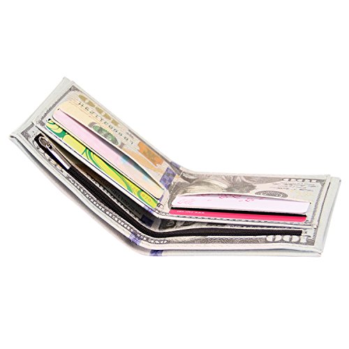 Cai Men Us Dollar Bill Wallet Billfold Leather Credit Card Photo Holder Li (100 Golden)