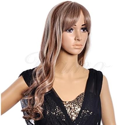 2017 Trendy Top Quality Long Curly Hair Brown Mix White Full Wigs Cosplay