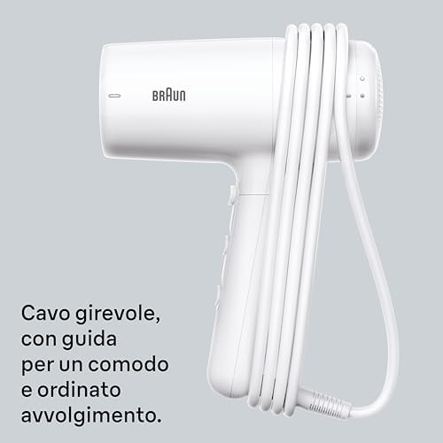 Asciugacapelli Braun HD2.21, potente con diffusore e concentratore, Tecnologia IONTEC, motore da 2200W, 3 temperature e 2 velocità, bianco, BRHD235E
