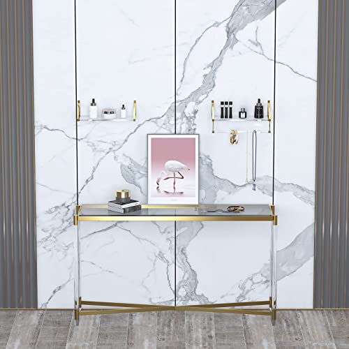 KDCMXS Sturdy CrystalClear Acrylic Shelves 10mm(0.4inch) Thickness,Gold Shelves,Gold Wall Shelf
