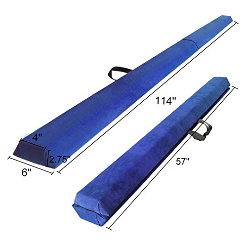 EZ GLAM 9.5 ft Folding Balance Beam Skill Performance Home Training Gymnastics Equipment (Blue, 9.5)