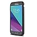 J&D Case Compatible for Samsung Galaxy J3 Emerge, 2017, Prime, Heavy Duty Dual Layer Hybrid Shock Proof Protective Rugged Bumper, Black