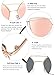 [2-Pack] Elimoons Sunglasses for Women Men Cat Eye Mirrored Flat Lenses Metal Frame Fashion Sunglasses UV 400, Non-Polarized