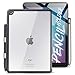 DinoCase iPad 9.7 Case with Pencil Holder, Hybrid Transparent Back Cover, Slim and Thin, 2018/2017 9.7 inch, Compatible with Smart Cover (Black/Clear)