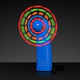 Light Up LED Mini Handheld Fans with Blue Handles (Set of 12)