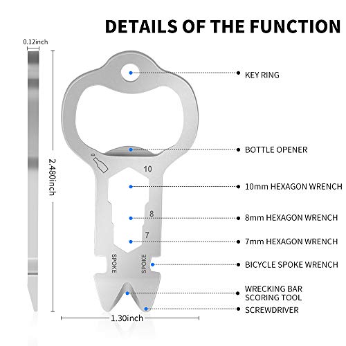 Bottle Opener Keychain Key Tool - 10 In 1 Multitool Keychain Screwdriver Gadgets Tool Keychain Bottle Opener Pocket Tool Nail Puller Bike Tool,Silver Men Gift