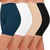 ZENUTA Women 4 Pack Slip Short Under Dresses Underwear, Anti Chafing Seamless Cotton Shorts for Women Boy Shorts