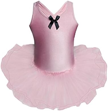 Sumen Toddler Girls Ballet Tutu Dress Party Dancewear Bodysuit for Little Girls 2-6 Years (5T, Pink)