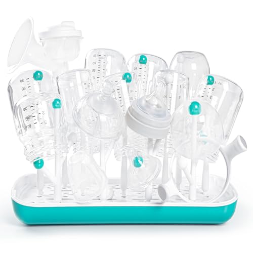 Termichy Baby Bottle Drying Rack with Tray, High Capacity Bottle Dryer Holder for Bottles, Teats, Cups, Pump Parts and Accessories, Green