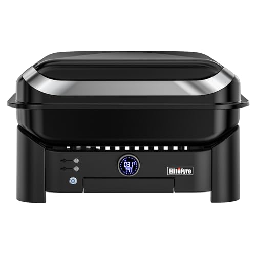 Volteq 6-in-1 Electric Barbecue, High Precision Table Grill 343°C with Intelligent Thermal Probe, Digital Control, Cooking Surface 54 x 32 cm, Ideal for Apartment, Balcony and Camping