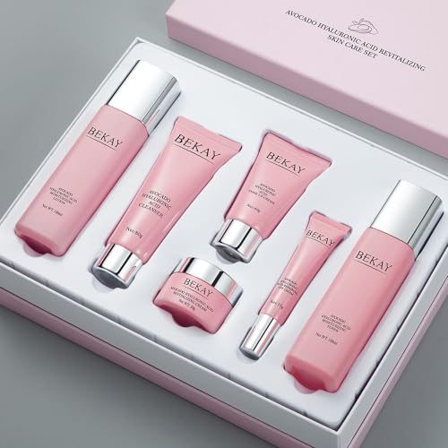 O'KADY 6-Piece Skincare Gift Set – Avocado & Hyaluronic Acid Collection, Hydrating Cleanser, Toner, Creams & Tone-Up Base – Daily Moisture Routine for All Skin Types, Holiday Gift for Women