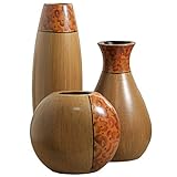 Hosley's Set of 3 Burlwood Vases. Ideal for Home Office, Decor, Floor Vases, Spa, Aromatherapy settings (Kitchen)
