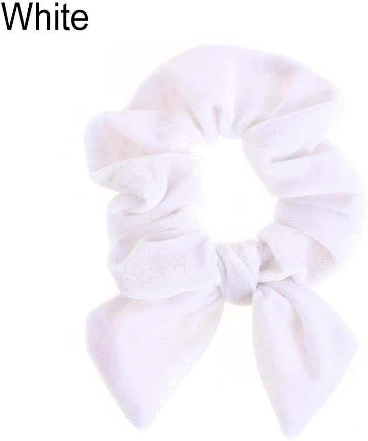 Fashion Velvet Ponytail Holder Bands Hair Accessories Hair Band Hair Tie Hair Scrunchies Bunny Ears(White)