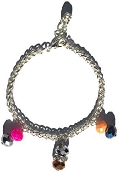 Adjustable Silver Tone Bead Charm Bracelet for Girls and Women
