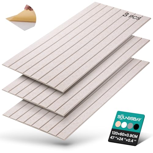Soundsbay Akustikpaneele Selbstklebend 2.16m²-3 Stück Hellbeige 120x60x0.9cm