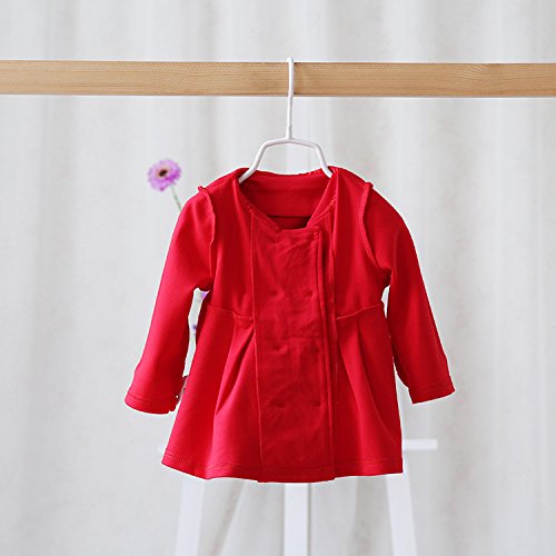 Baby Girls Long Sleeve Outwear Windbreaker Coat (2-3Years, Red) - Thumbnail 2