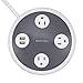 BESTTEN Desktop Power Strip - 2 USB Charging Ports (3.1A Totally) and 4-Foot Heavy Duty Extension Cord, UFO Round Design, Ideal for Home and Office, ETL Certified, Gray
