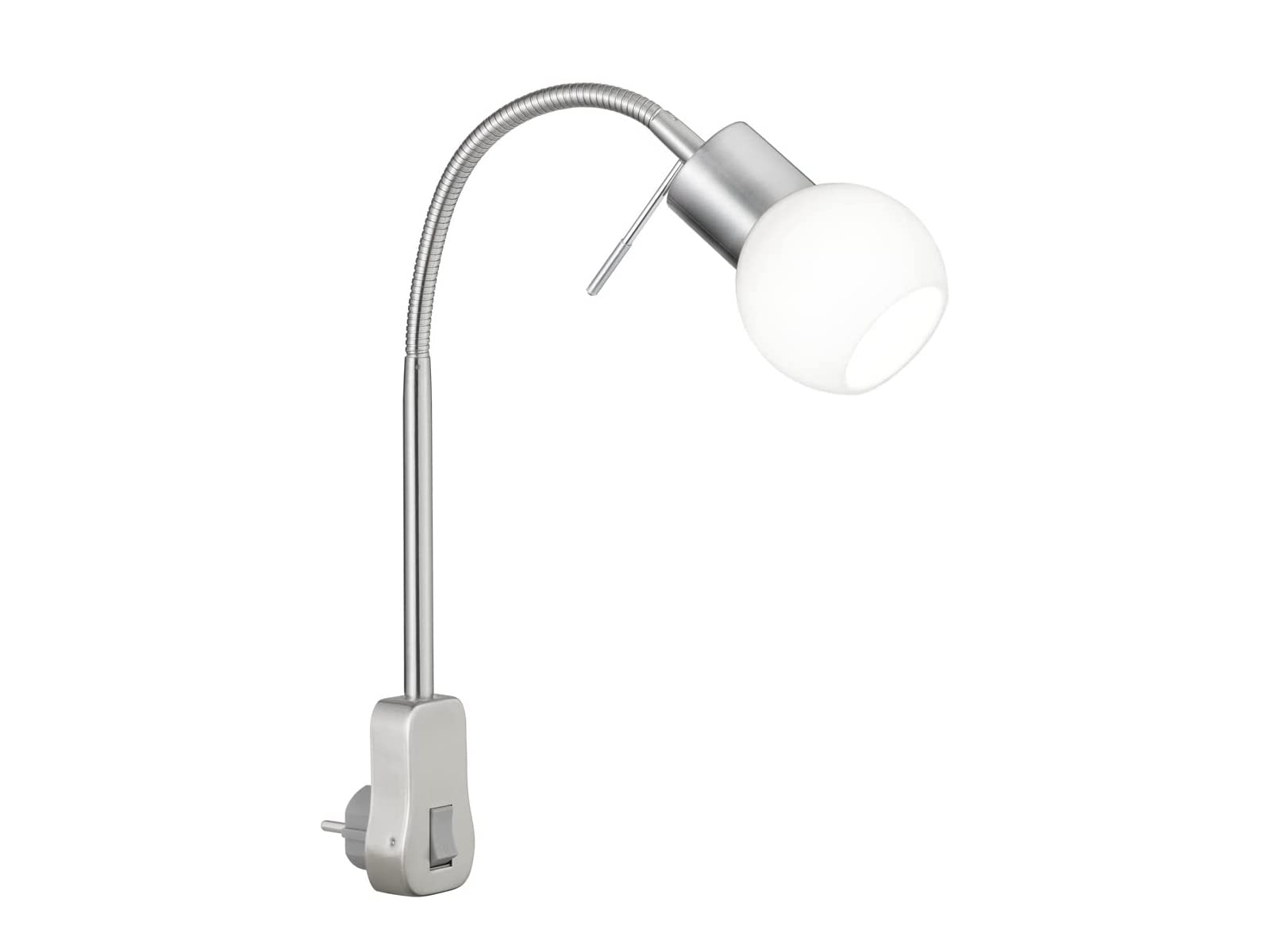 Trio Leuchten Fred 891770107 LED Plug-in Spotlight Metal Nickel/White Glass/Includes 1 x G9 3.5 Watt/Switch Dimmer / 20 x 4.7 x 40 cm