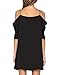 OYANUS Women's Chiffon Cut Out Cold Shoulder Trumpet Sleeve Spaghetti Strap Dress Top Black M