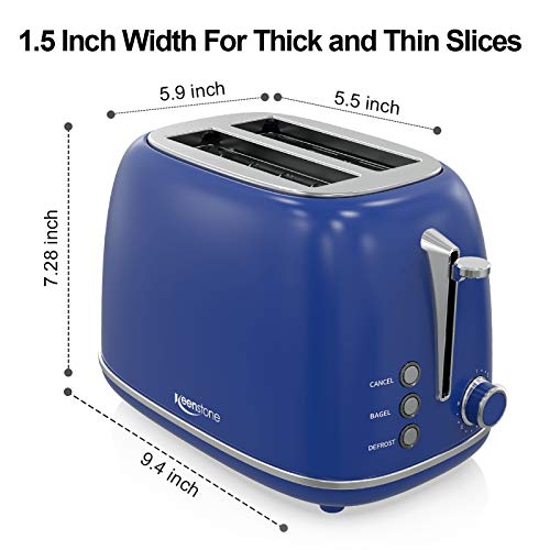 Toaster 2 Slice Keenstone Retro Stainless Steel Toaster with Bagel