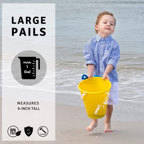 9" Large Sand Bucket with Shovel [12 Pack Bulk] Beach Buckets Beach