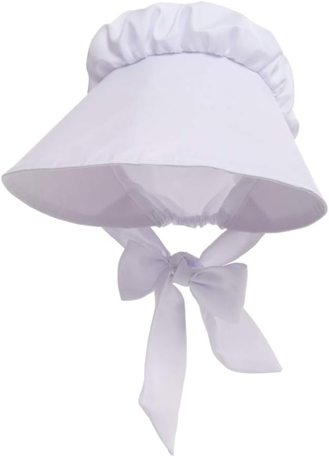 GRACEART Victorian Adult Women Girls Headgear Hat Ladies Handmaid Bonnet Medieval Peasant Headwear For Fancy Dress (White) - Image 4