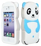 Bastex Cute Silicone Character Case for Apple iPhone 4, 4s - Baby Blue, Black, White Panda Bear