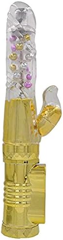 KISSKISSMENEkiss268699-02 15 Speeds 360¡ãRotating Thrusting Rabbit Finger V-ibrators Stretchable V-ibrating Di-ldos G Spot Vagina Clit Stimulator Adult se-x Toys & Games +Free se-xual Lubricant (Gold)