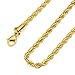 THREE KEYS JEWELRY 4MM Mens Stainless Steel Necklace 18K Gold Plated Twist Rope Chain Necklace for Men Women 20 Inches