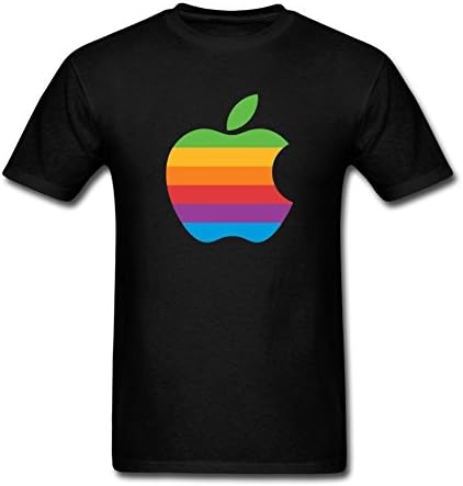 DLQUEEN Men's Rainbow Apple Logo T-shirt Size L Black