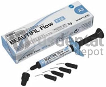 Shofu 1462 Beautifil Flow Composite Restorative Syringe with 5 Needle Tips, F10 High Flow Viscosity, A2 Shade, 2 g Size