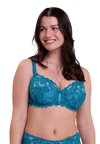 Sans Complexe - Arum - Soutien-Gorge Emboitant en Dentelle avec Armatures - Classique - Uni - Femme - 90B - Bleu Celeste