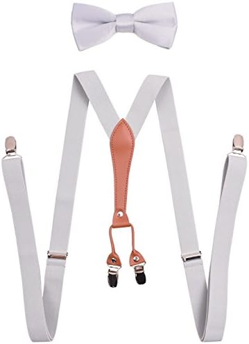 Wooly Bugged Men's Adjustable Elastic Y Back Braces and Bow Tie Set