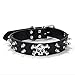 Younther Pet PU Rivets Adjustable Skull Head Dog Chain Ring Collar Spiked Studded Leather Dog Collar for Small or Medium Pet