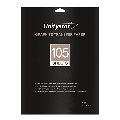 Carbon Paper, UnityStar 105 Sheets Graphite Transfer Paper Tracing Paper for Wood Paper Canvas Metal Painted Artists, Black(9 x 13 inch)