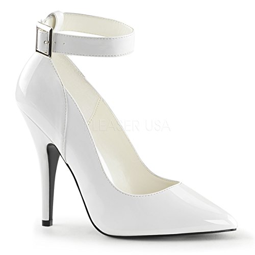 Pleaser Women's Seduce-431 Anke-Strap Pump,White Patent,13 M US