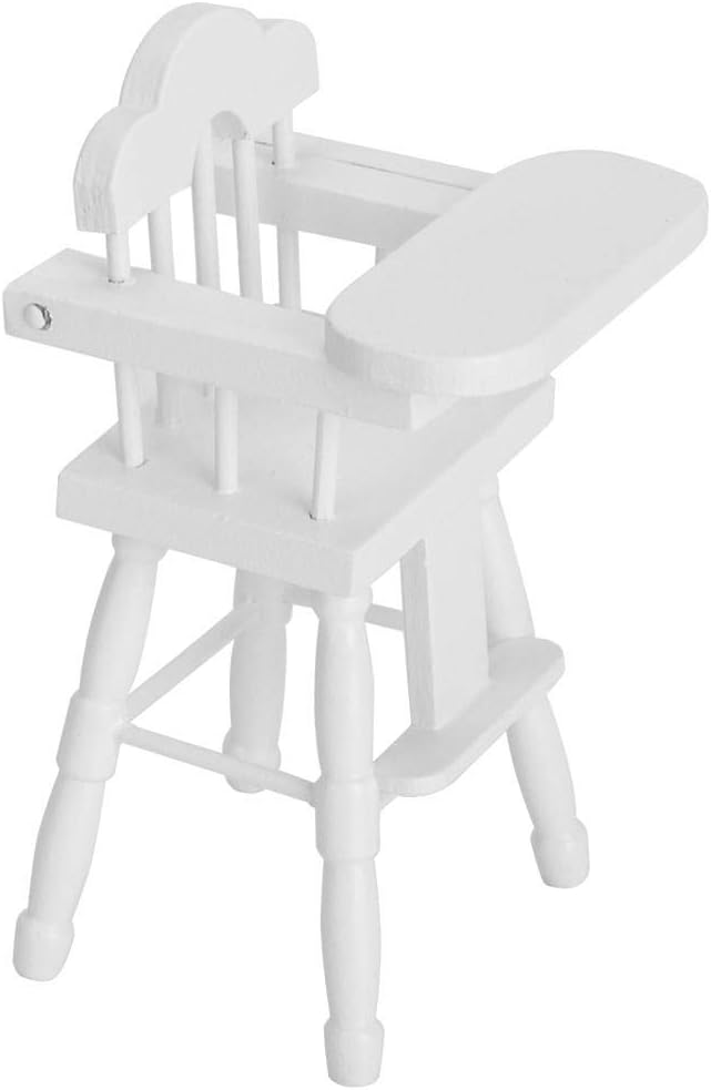 1:12 Doll House Decoration Infant Dining Chair, White Modern Cute Dollhouse Furniture Miniature Wooden Chair Model for Infant Babies - Image 4