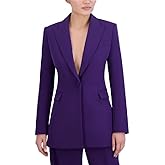 BCBGMAXAZRIA Womens Long Sleeve V Neck Single Breasted Blazer Jacket