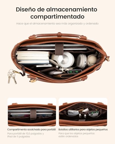LOVEVOOK Women's Large Waterproof PU Leather Laptop Bag 15.6 Inch Laptop for Work Office School