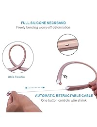 Auriculares Bluetooth retráctiles inalámbricos con correa para el cuello, auriculares deportivos con cancelación de ruido, auriculares estéreo con micrófono por Viceting (15 horas de tiempo de reproducción, llamada Vibrate Alert)