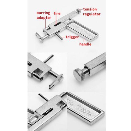 Zcargel Professional Steel Ear Nose Navel Body Piercing Gun Tool Kit free 49 Pairs Steel Studs Supply with Stylus