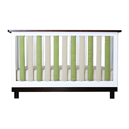 Go Mama Go Pure Safety Vertical Crib Liners in Reversible Cotton, Sage & Khaki, 38 Count