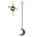 GooNight Asymmetrical droop Black Moon and Star Dangle Earrings Gold Plated Cubic Zirconia Sterling Silver Jewelry for Women