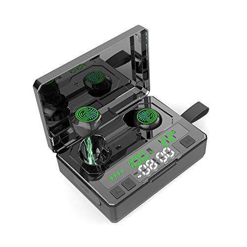 Wireless Earbuds Bluetooth 5.0 Earbuds IPX7 Waterproof TWS Stereo in-Ear Headphones 190H Playtime 5000mAh Charging Case with LED Battery, Thermometer and Time Display Built-in Mic Earphones for Sports