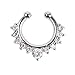 Achieer Nose Ring Septum Piercing Jewelry, Cubic Zircon Fake Septum Nose Ring for Women Non Piercing Clip On Body Piercing Jewelry (Silver)